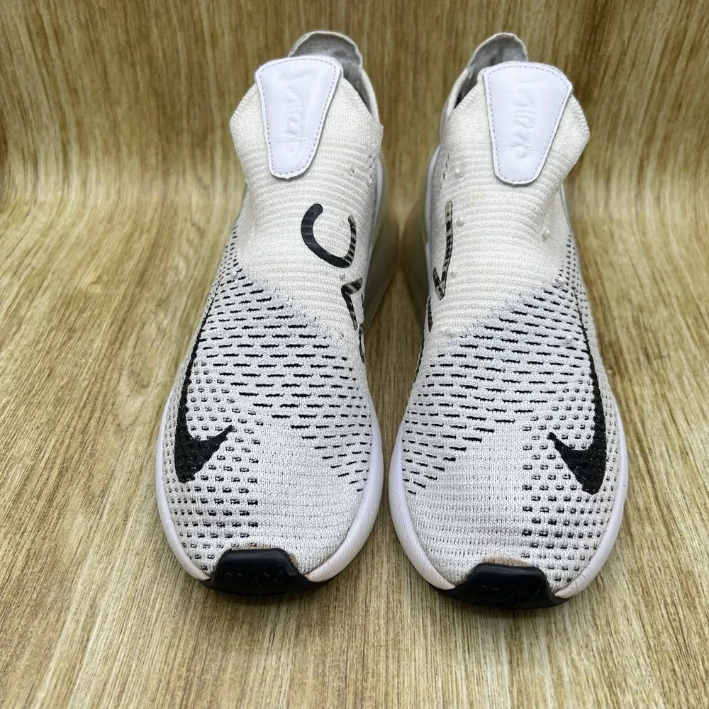 Nike Air Max‎ 270 Flyknit Sneakers Women's Size 8 White Black Slip On AH6803-100